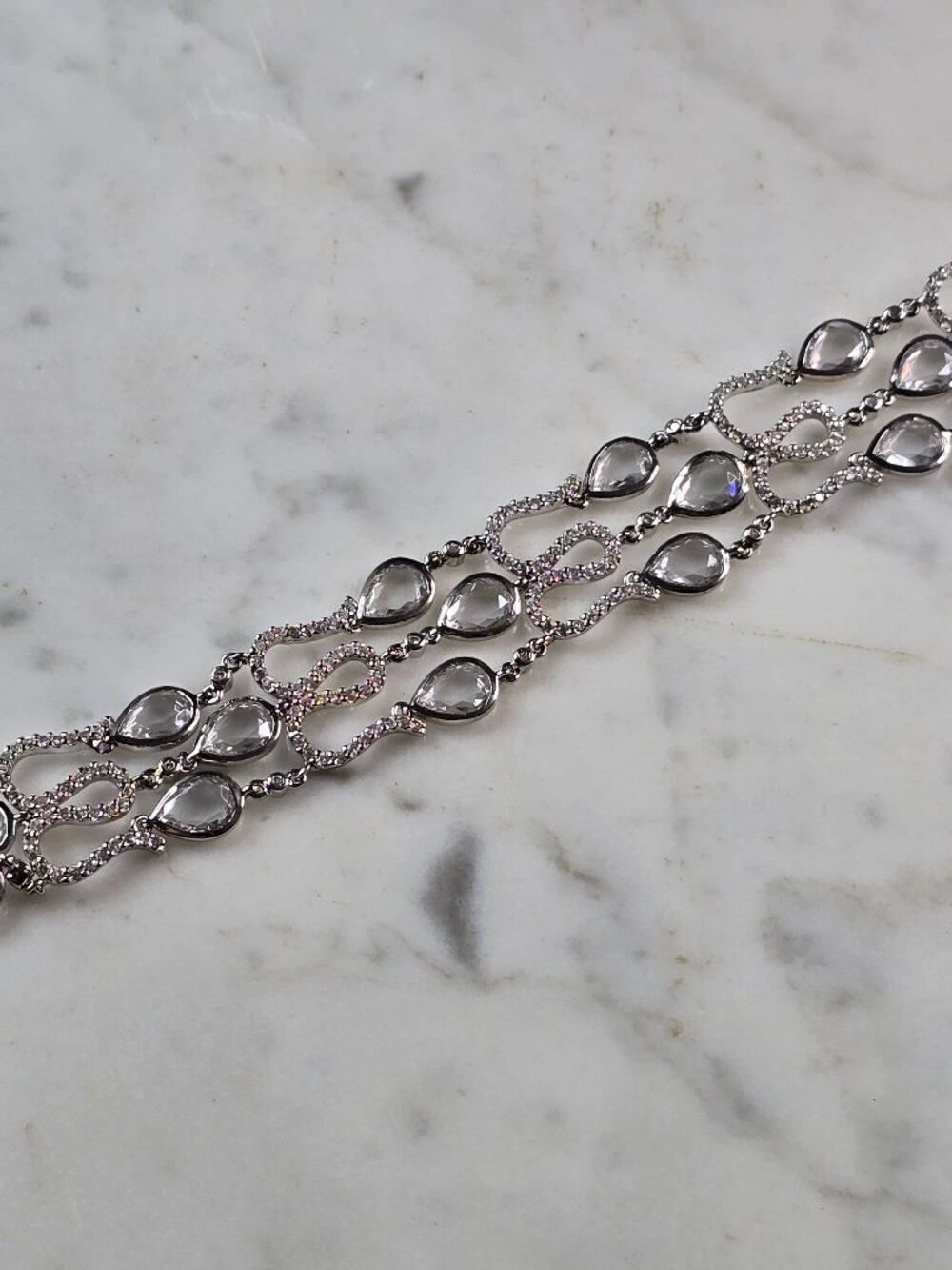 Womens Sterling Silver Modernist CZ Bracelet 24.2g E3097